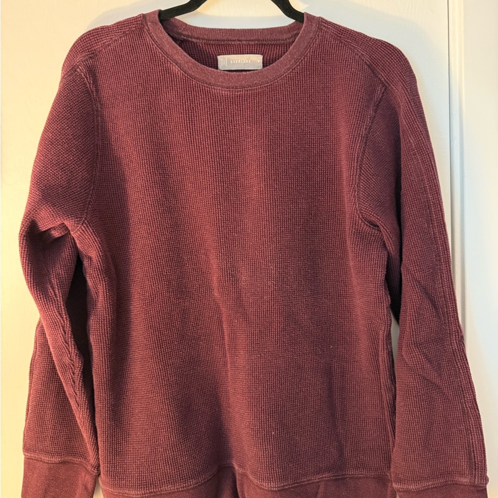 Everlane Men's Waffle Knit Sweater in Deep Maroon
